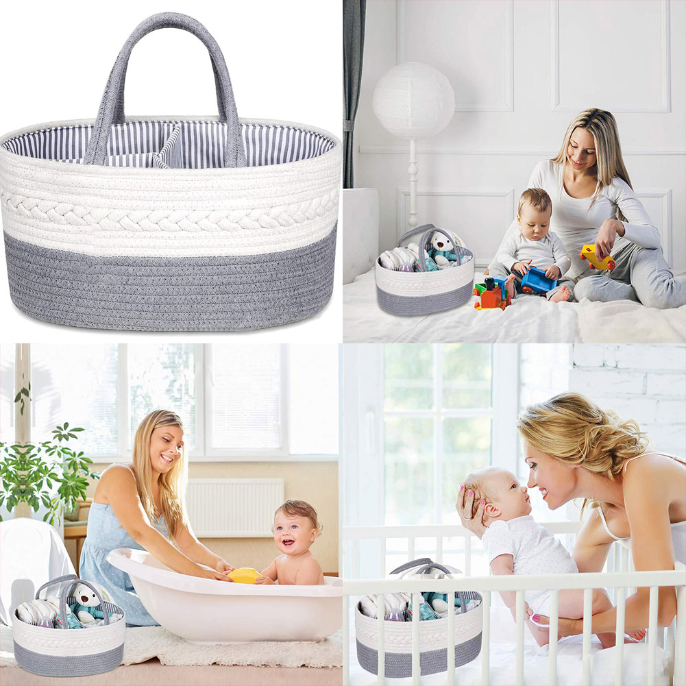 Portable Diaper Storage Basket Nappy Caddy Organiser Several Compartments
